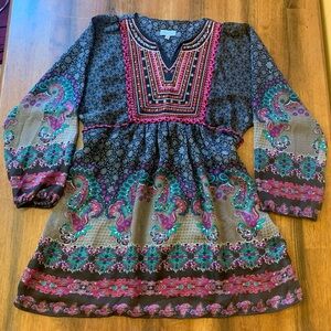 Linea Domani boho hippie tunic/top embroidered women’s Medium Lagenlook